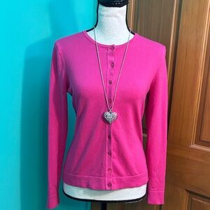 August Silk Fuchsia Button-Up Cardigan